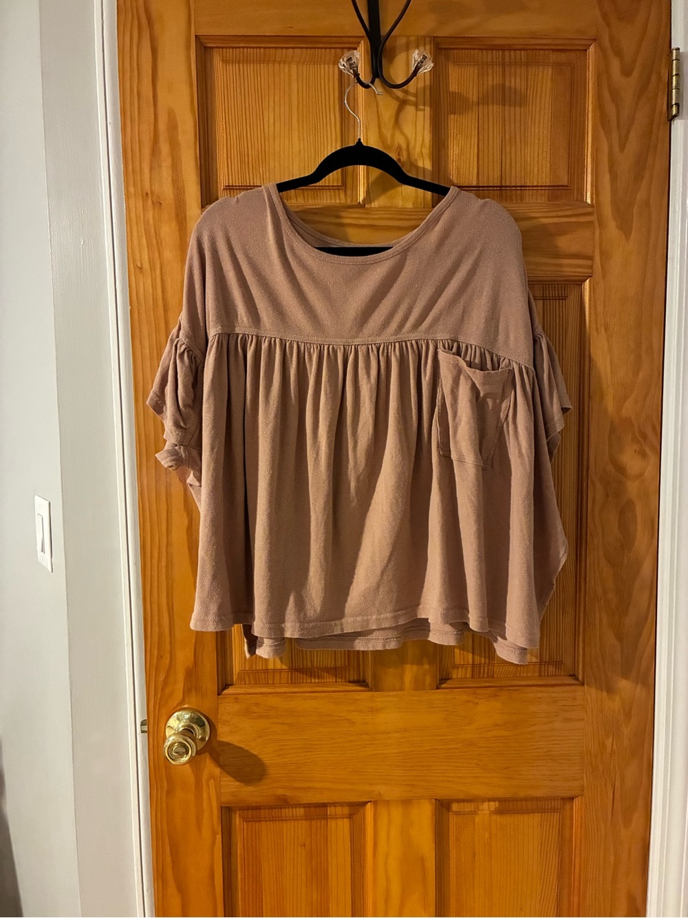 FP Beach Oversize top with ruching in Pink Peachy color